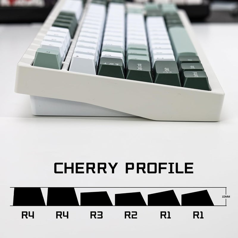 KBDiy Botanical PBT Double Shot Keycap Set,174 Keys Green Keycaps Cute Keycaps 60 Percent Cherry Profile Key caps for 61/64/68/84/87/100/104/108 Mechanical Keyboard - Image 3